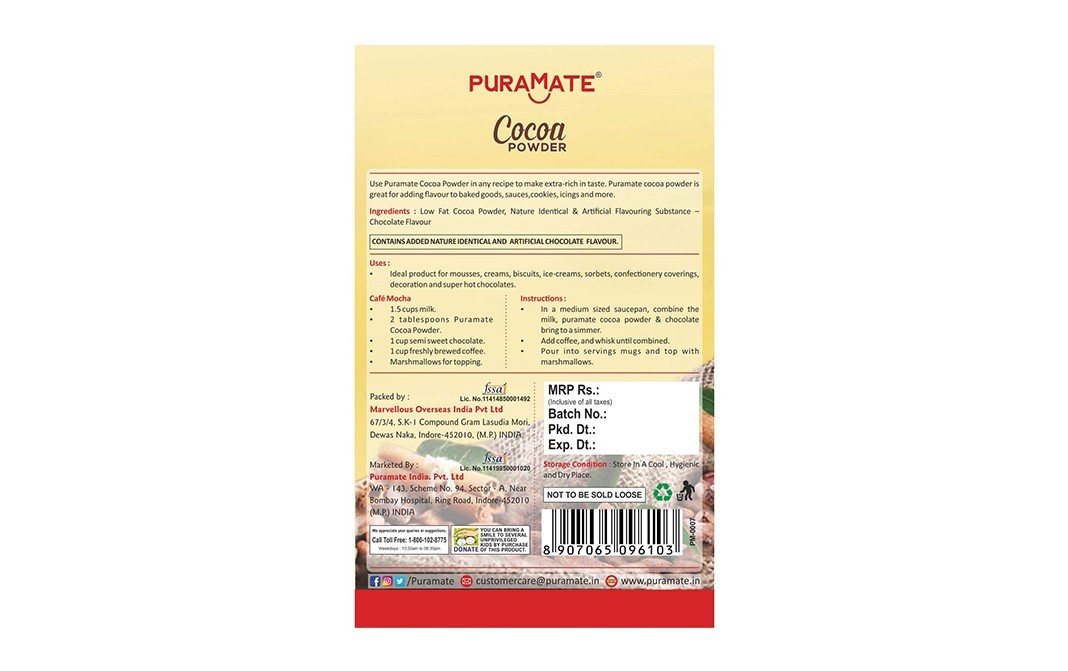 Puramate Cocoa Powder    Box  50 grams